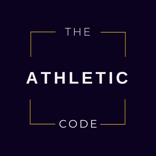 logo mit dunklem hintergrund und text: the athletic code